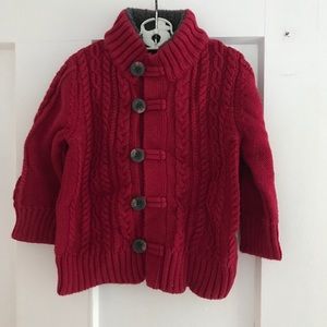 Baby Gap red cable sweater sz 12-18 months